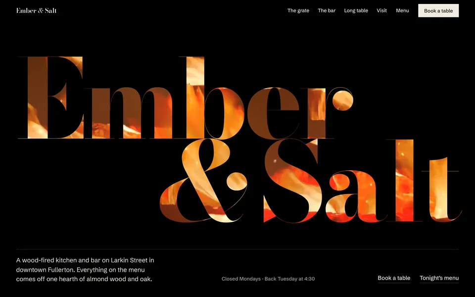Ember & Salt website design concept