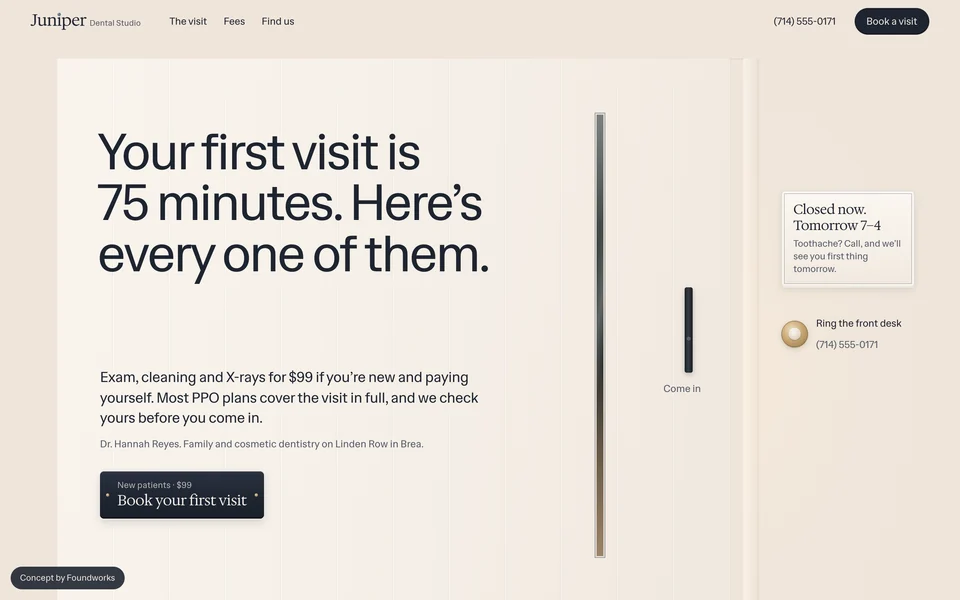 Juniper Dental website design concept