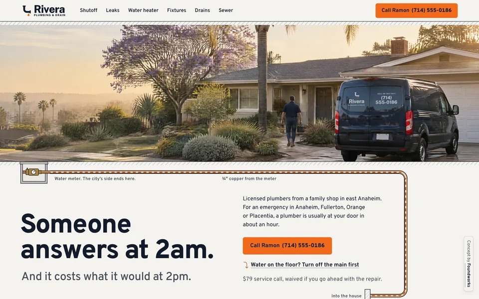 Rivera Plumbing website design concept